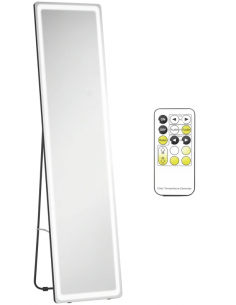 sort gulvspejl helfigur helkropsspejl spejl garderobe entre soveværelse vægspejl med lys belysning dæmpbar