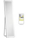Gulvspejl i aluminium med lys og touch H160 x B40 cm - Sort
