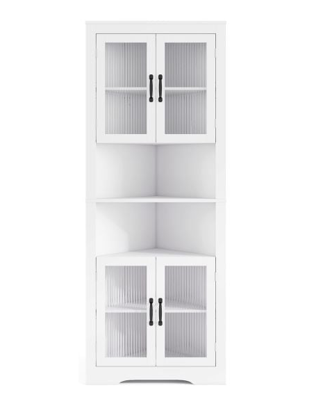 hjørne hjørneskab køkkenskab skab vitrine vitrineskab opbevaring moderne hvid køkken design