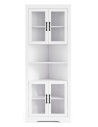 Hjørneskab i MDF og polycarbonat H171 x B46 x D46 cm - Hvid/Klart rillet