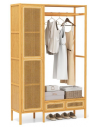 Garderobe i bambus og rattan 160 x 102 x 33 cm - Natur