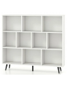 Bogreol i metal og MDF H107 x B120 x D24 cm - Sort/Hvid trælook