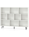 Bogreol i metal og MDF H107 x B140 x D24 cm - Sort/Hvid trælook