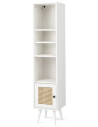 Reol i fyrretræ og rattan H137 x B29,5 x D29,5 cm - Hvid/Natur
