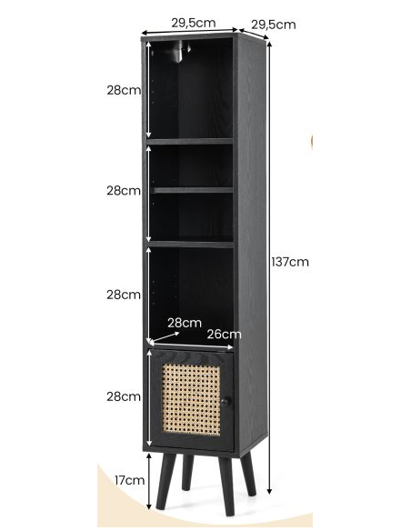 reol bogreol skuffer skabe smal billig stuemøbler hvid sort moderne design
