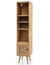 Reol i fyrretræ og rattan H137 x B29,5 x D29,5 cm - Natur