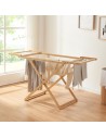 Tørrestativ i bambus og nylon B154 cm - Natur/Hvid