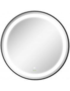 sort rundt dæmpbar badeværelsesspejl vægspejl spejl lys belysning badeværelse vask håndvask led