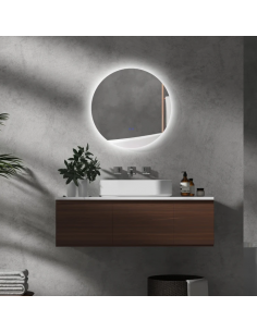 rundt dæmpbar badeværelsesspejl vægspejl spejl lys belysning badeværelse vask håndvask led 2