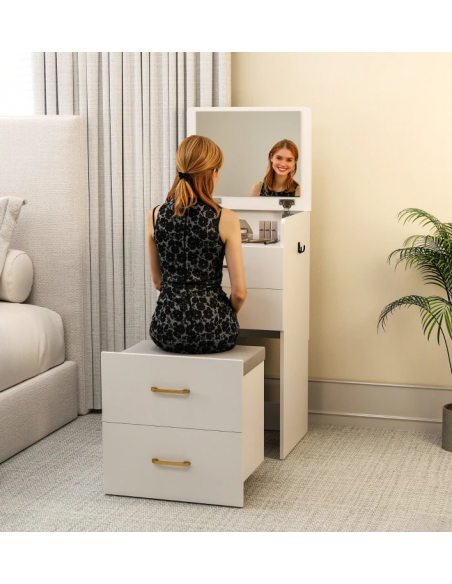 hvid sminkebord moderne børn design med spejl og lys garderobe entre indretning træ