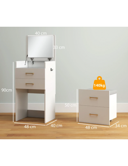 hvid sminkebord moderne børn design med spejl og lys garderobe entre indretning træ