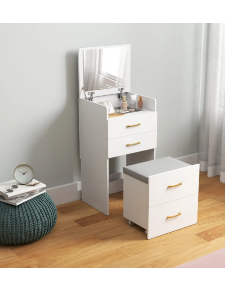 hvid sminkebord moderne børn design med spejl og lys garderobe entre indretning træ