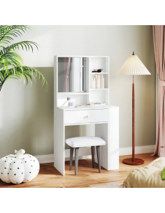 hvid sminkebord moderne børn design med spejl og lys garderobe entre indretning træ 2