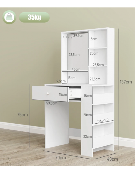 hvid sminkebord moderne børn design med spejl og lys garderobe entre indretning træ