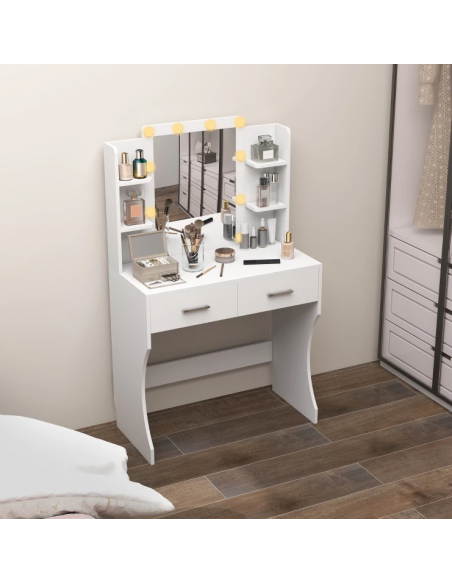 hvid sminkebord moderne børn design med spejl og lys garderobe entre indretning træ