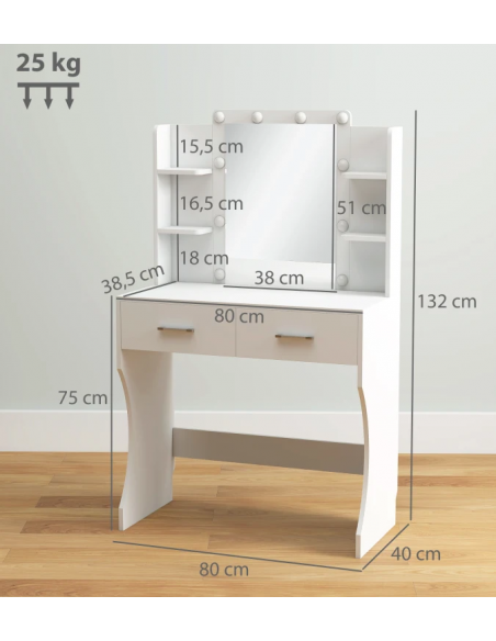 hvid sminkebord moderne børn design med spejl og lys garderobe entre indretning træ