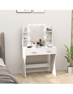 hvid sminkebord moderne børn design med spejl og lys garderobe entre indretning træ 2