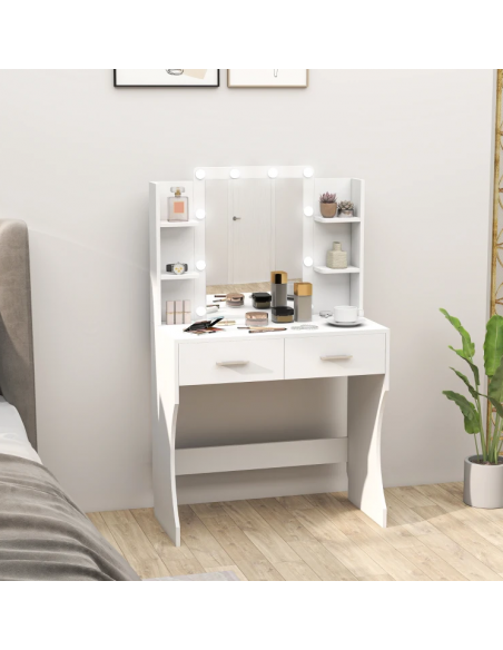 hvid sminkebord moderne børn design med spejl og lys garderobe entre indretning træ