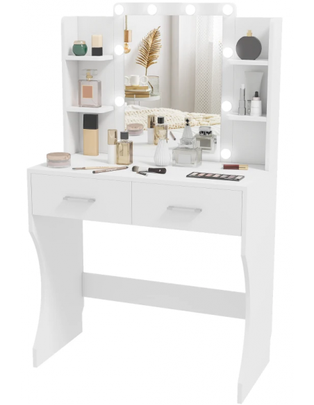 hvid sminkebord moderne børn design med spejl og lys garderobe entre indretning træ