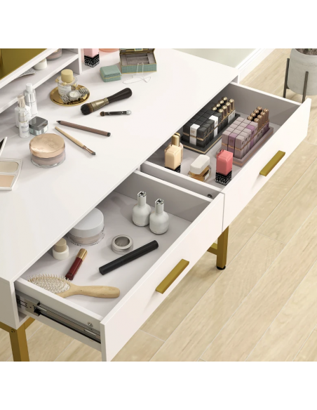 hvid sminkebord moderne børn design med spejl og lys garderobe entre indretning træ