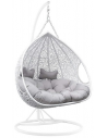 Hængestol i stål, polyrattan og polyester H204 cm - Hvid/Grå