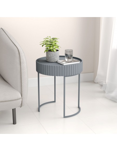 sofabord sidebord grå stuemøbler rundt moderne design