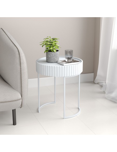 sofabord sidebord hvid stuemøbler rundt moderne design