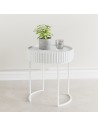 Rundt sidebord i metal og MDF H46 x Ø40 cm - Hvid