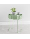 Rundt sidebord i metal og MDF H46 x Ø40 cm - Mintgrøn