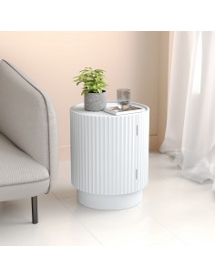 sofabord sidebord hvid stuemøbler rundt moderne design sengebord natbord