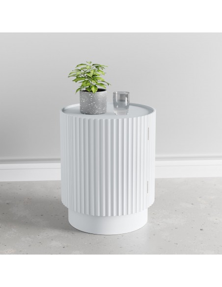 sofabord sidebord hvid stuemøbler rundt moderne design sengebord natbord