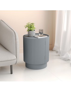 sofabord sidebord grå stuemøbler rundt moderne design sengebord natbord