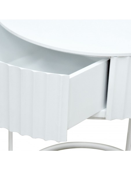 sofabord sidebord hvid stuemøbler rundt moderne design sengebord natbord skuffe opbevaring
