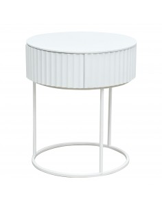 sofabord sidebord hvid stuemøbler rundt moderne design sengebord natbord skuffe opbevaring 2