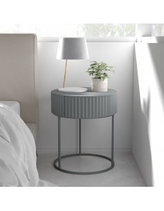 sofabord sidebord grå stuemøbler rundt moderne design sengebord natbord skuffe opbevaring