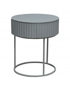 sofabord sidebord grå stuemøbler rundt moderne design sengebord natbord skuffe opbevaring 2