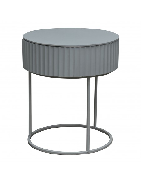 sofabord sidebord grå stuemøbler rundt moderne design sengebord natbord skuffe opbevaring
