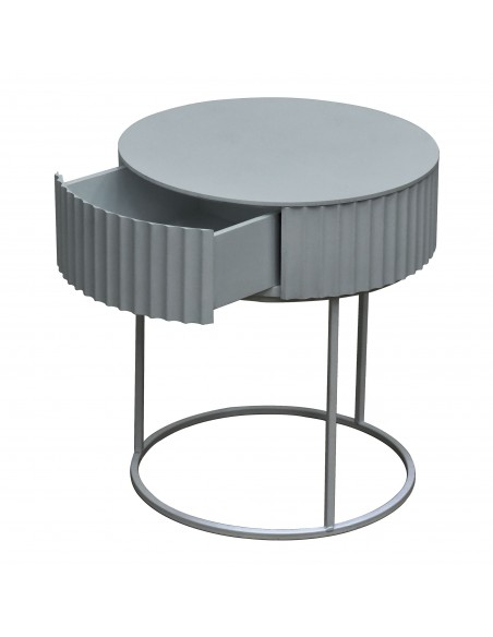 sofabord sidebord grå stuemøbler rundt moderne design sengebord natbord skuffe opbevaring