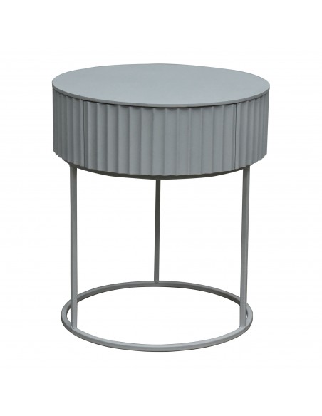 sofabord sidebord grå stuemøbler rundt moderne design sengebord natbord skuffe opbevaring