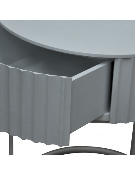 sofabord sidebord grå stuemøbler rundt moderne design sengebord natbord skuffe opbevaring