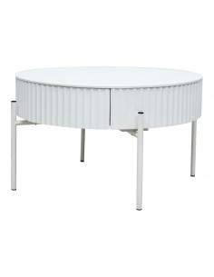 sofabord sidebord stuemøbler rundt moderne design skuffe opbevaring hvid 2