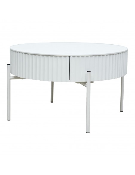 sofabord sidebord stuemøbler rundt moderne design skuffe opbevaring hvid