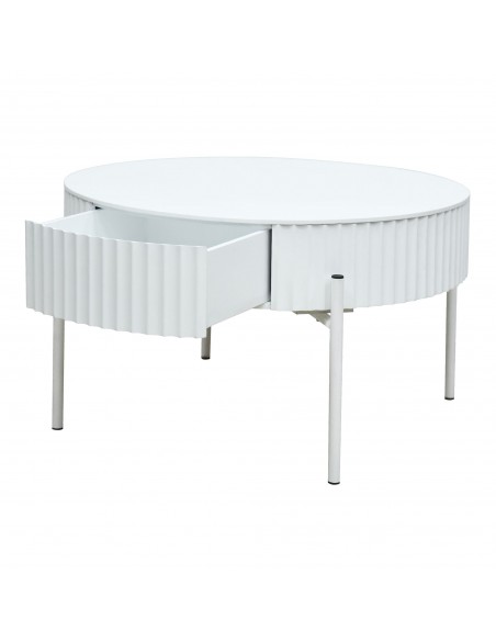 sofabord sidebord stuemøbler rundt moderne design skuffe opbevaring hvid