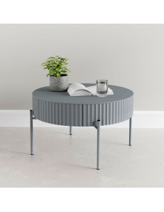 sofabord sidebord stuemøbler rundt moderne design skuffe opbevaring grå