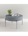 Rundt sofabord med skuffe i metal og MDF H36 x Ø60 cm - Grå