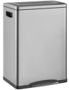 Pedalspand i rustfri stål 2 x 20 liter H59 x B40 x D34,8 cm - Sølv