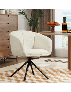 Spisebordsstol beige armlæn drejefod nordisk skandinavisk design stof 2