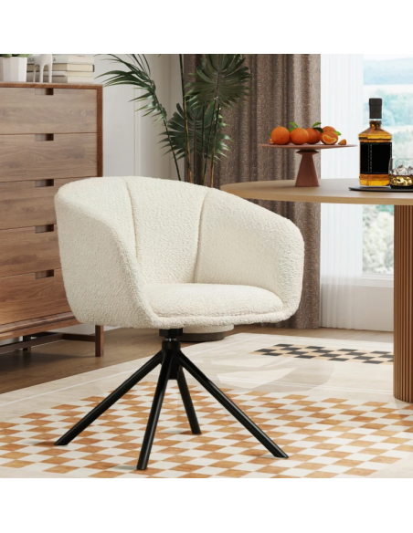 Spisebordsstol beige armlæn drejefod nordisk skandinavisk design stof