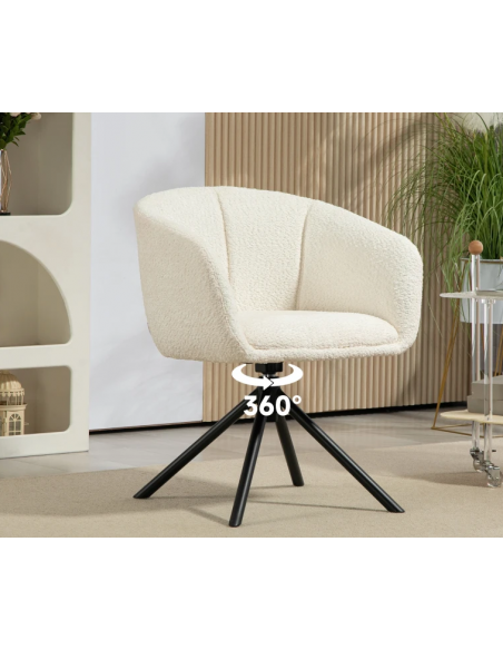 Spisebordsstol beige armlæn drejefod nordisk skandinavisk design stof