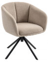 Spisebordsstol med armlæn og drejefod i metal og polyester H78,5 cm - Sort/Lysebrun